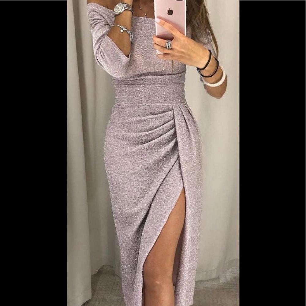 CBR Chic Boutique Rose Silver Glitter Party Dress